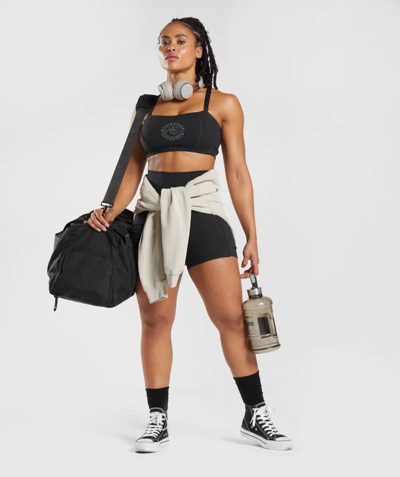 Gymshark Legacy Ruched Tight Női Rövidnadrág Fekete | HU-L-643