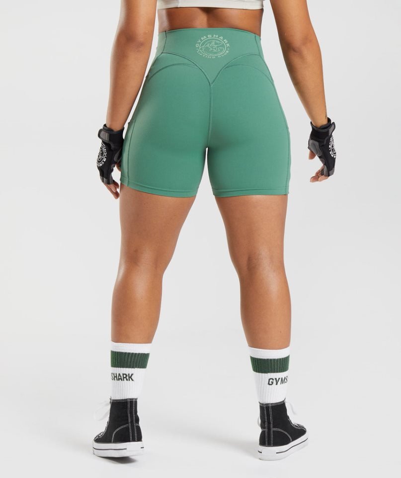 Gymshark Legacy Ruched Tight Női Rövidnadrág Zöld | HU-M-598