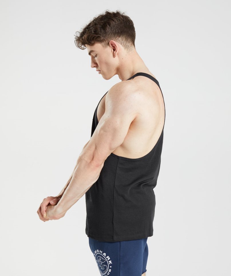 Gymshark Legacy Stringer Férfi Ujjatlan Póló Fekete | HU-J-952