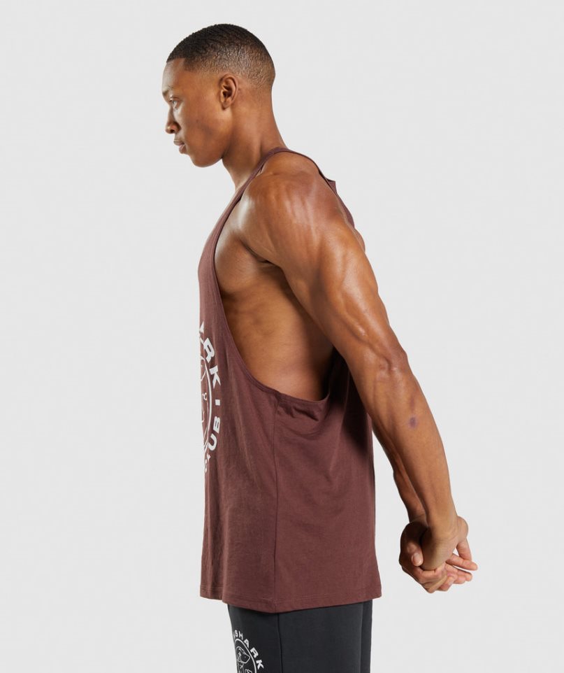 Gymshark Legacy Stringer Férfi Ujjatlan Póló Bordó | HU-L-537
