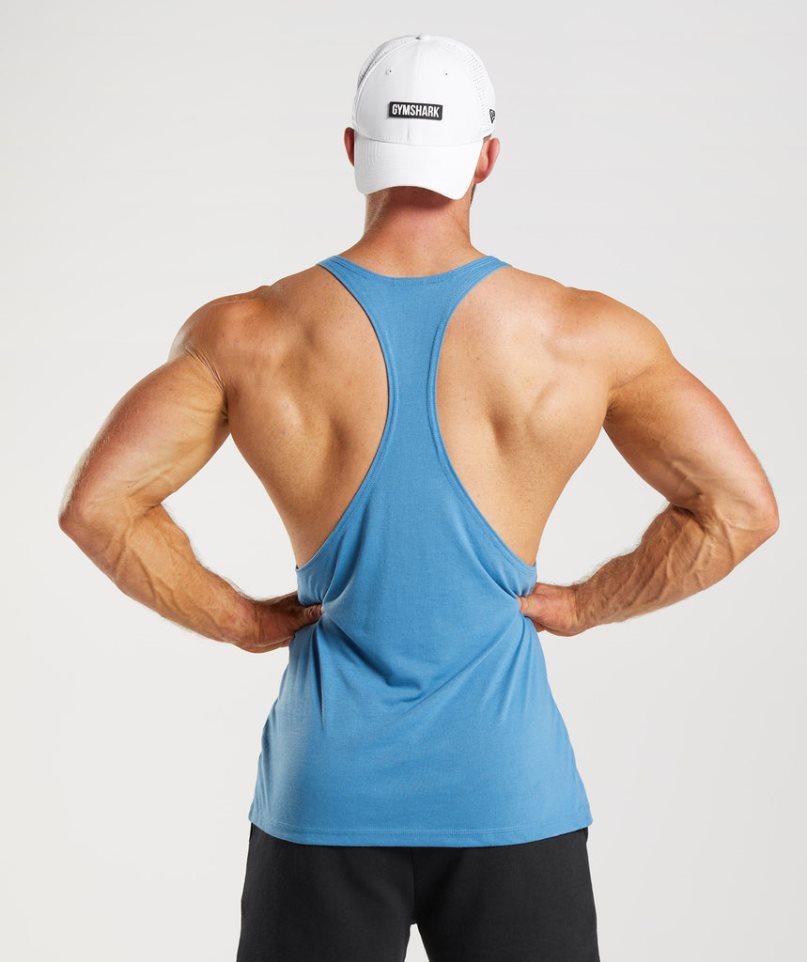 Gymshark Legacy Stringer Férfi Ujjatlan Póló Kék | HU-P-529