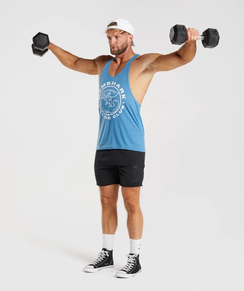 Gymshark Legacy Stringer Férfi Ujjatlan Póló Kék | HU-P-529