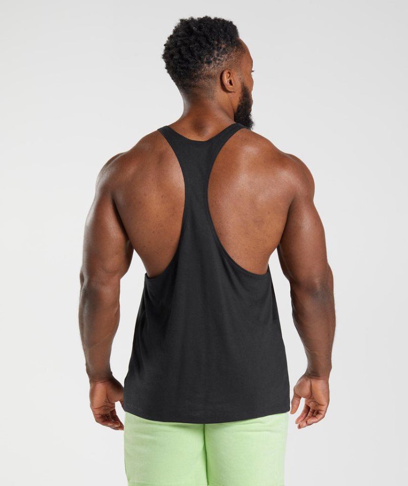 Gymshark Legacy Stringer Férfi Ujjatlan Póló Fekete | HU-S-861