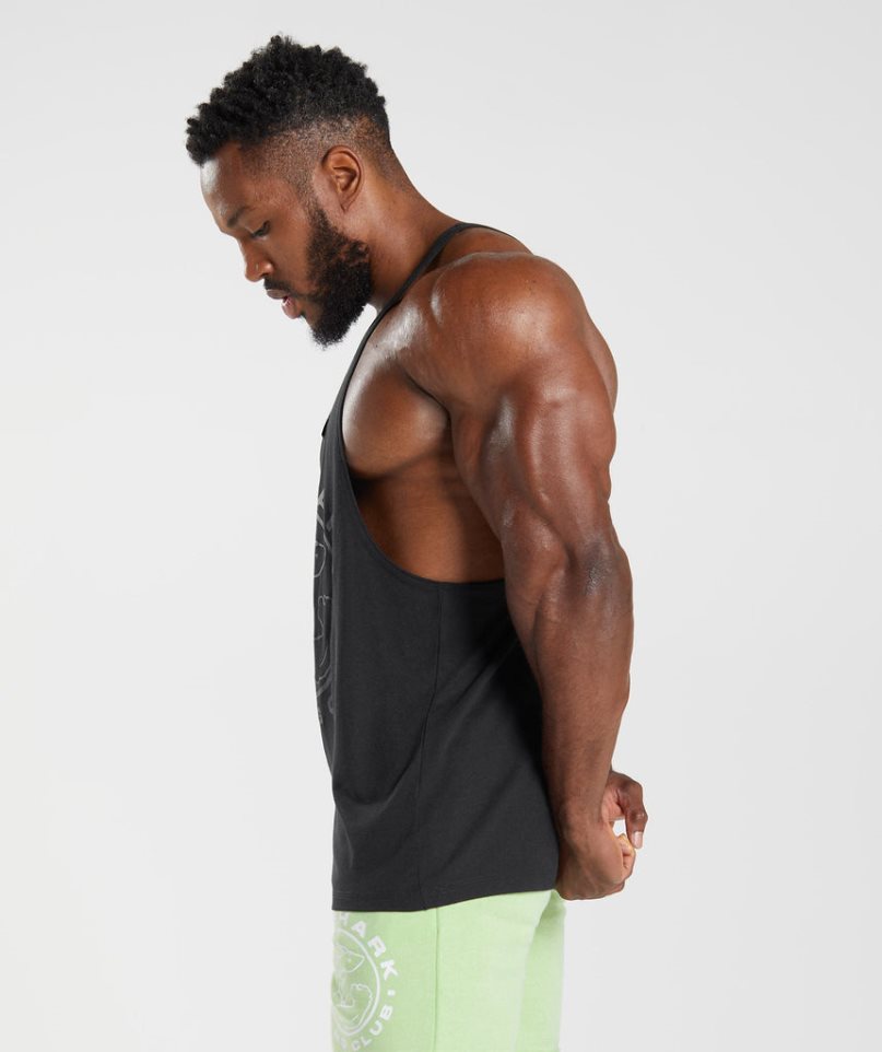 Gymshark Legacy Stringer Férfi Ujjatlan Póló Fekete | HU-S-861