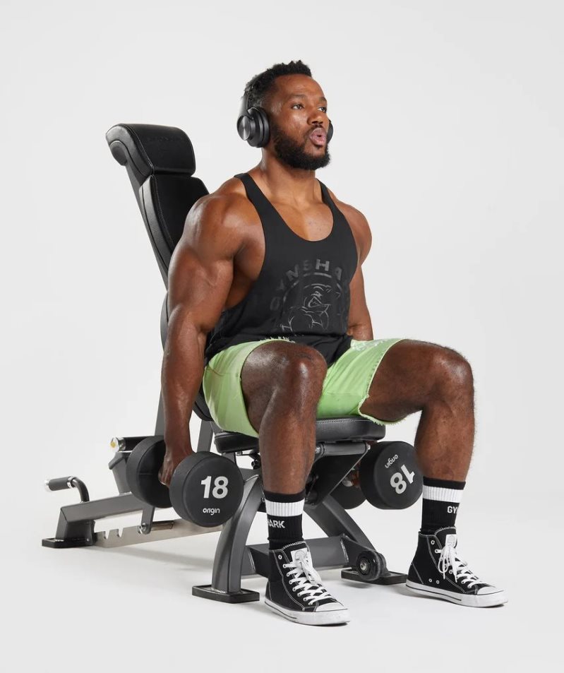 Gymshark Legacy Stringer Férfi Ujjatlan Póló Fekete | HU-S-861