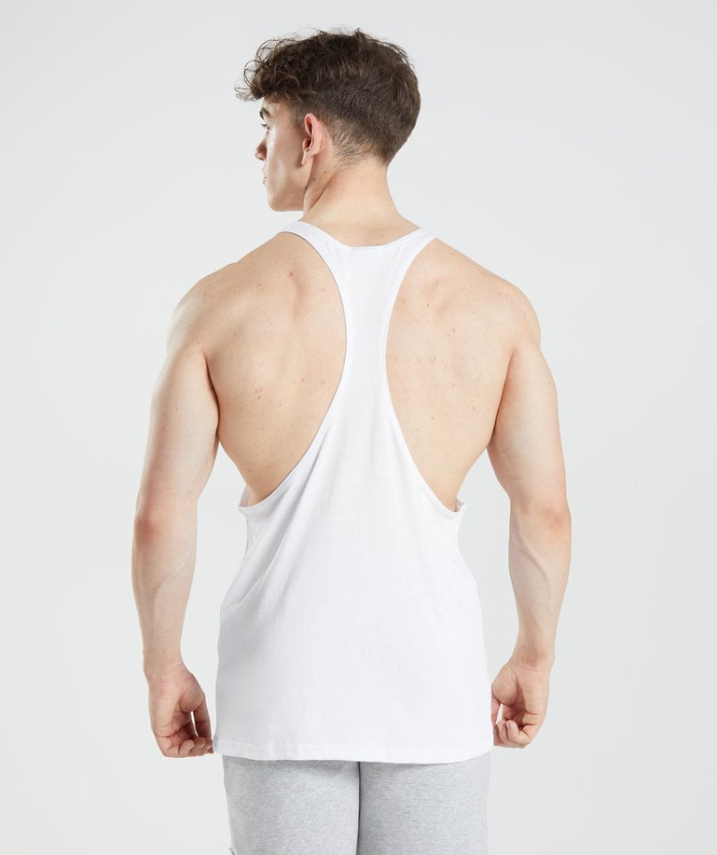 Gymshark Legacy Stringer Férfi Ujjatlan Póló Fehér | HU-S-874