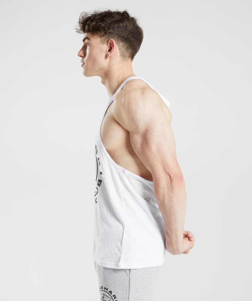 Gymshark Legacy Stringer Férfi Ujjatlan Póló Fehér | HU-S-874