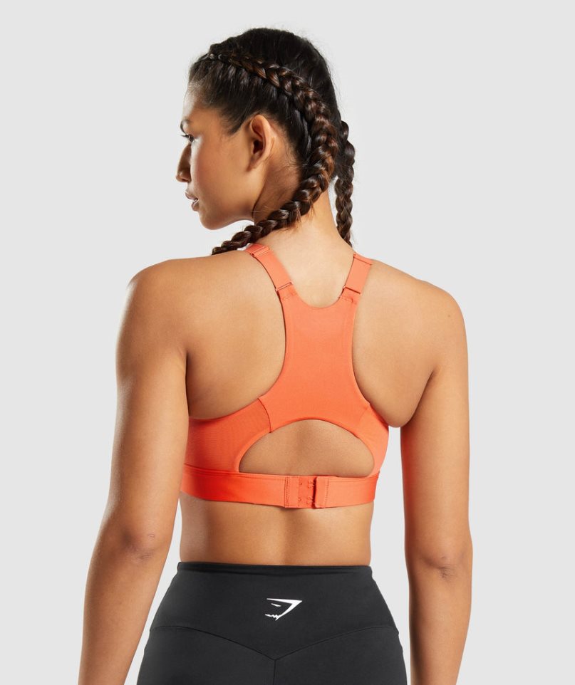 Gymshark Mesh Neckline 2.0 Női Sportmelltartó Narancssárga | HU-C-783