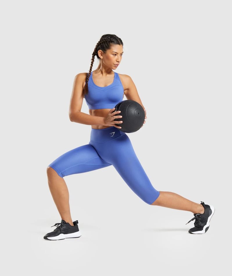 Gymshark Open Back Női Sportmelltartó Kék | HU-P-813