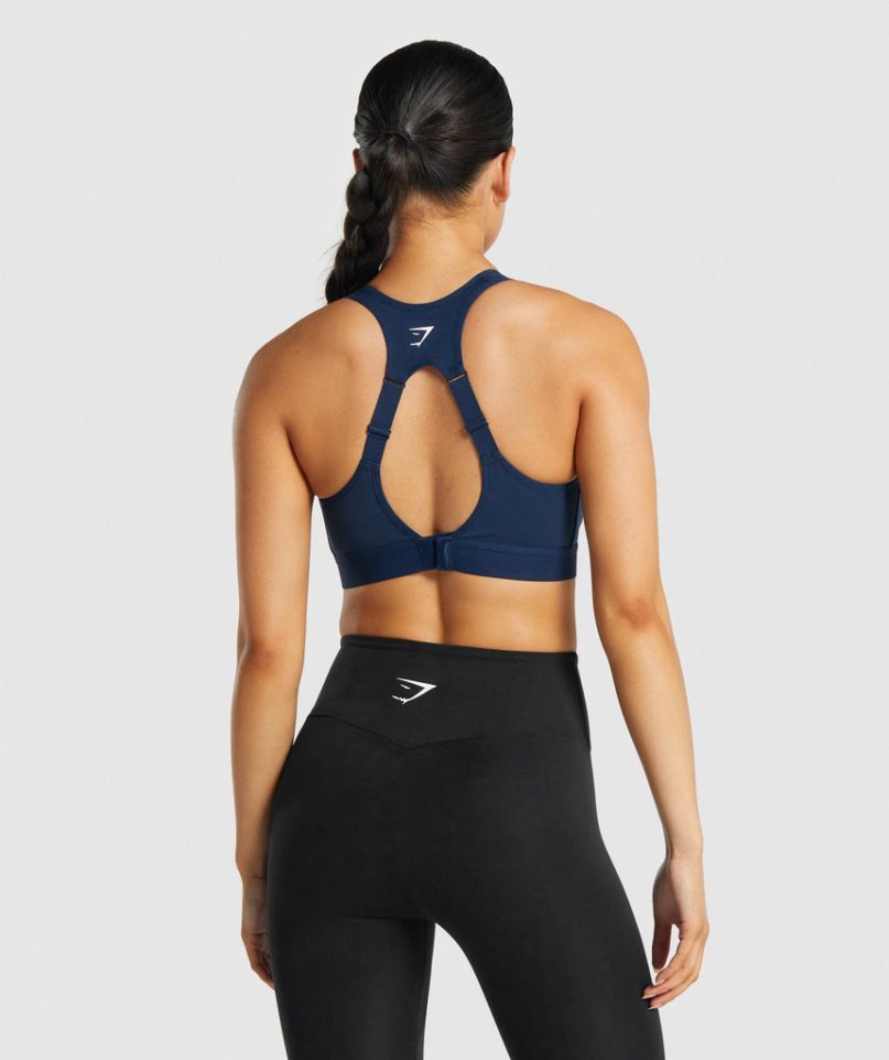 Gymshark Open Back Női Sportmelltartó Sötétkék | HU-W-308