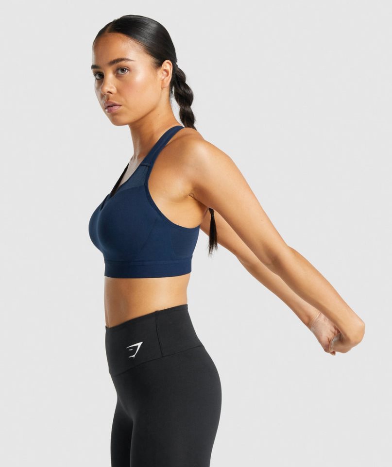 Gymshark Open Back Női Sportmelltartó Sötétkék | HU-W-308