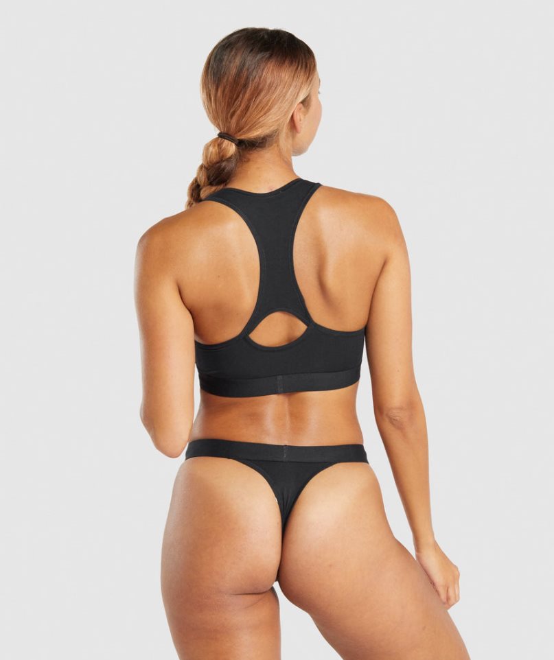 Gymshark Pamut Bralette Női Fehérnemű Fekete | HU-G-524