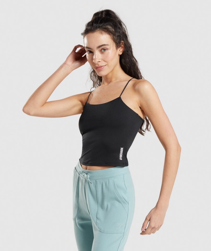 Gymshark Pause Cami Női Ujjatlan Póló Fekete | HU-Z-512