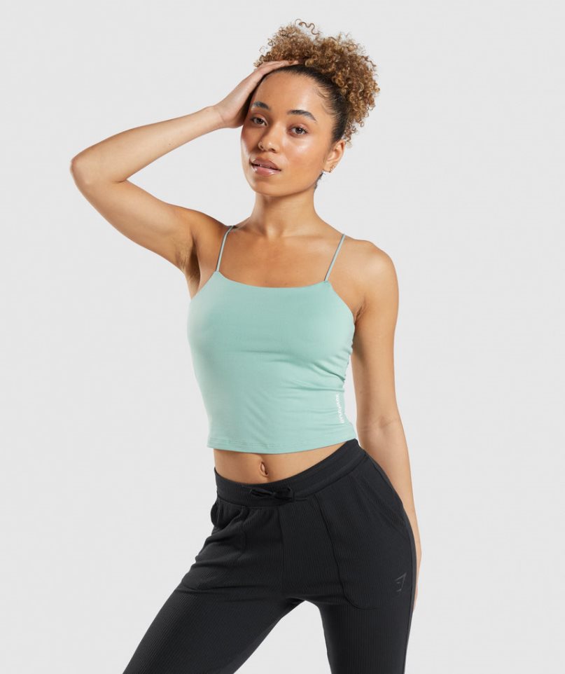 Gymshark Pause Cami Női Ujjatlan Póló Világos Zöld | HU-B-571