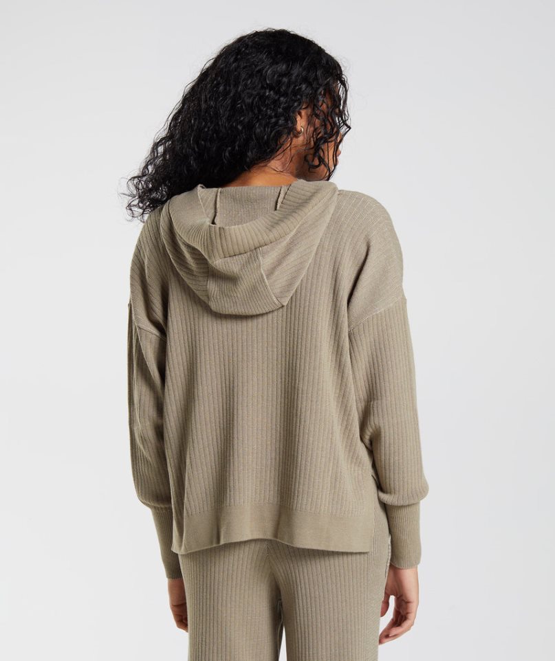 Gymshark Pause Knitwear Női Kapucnis Pulóver Szürke | HU-L-745