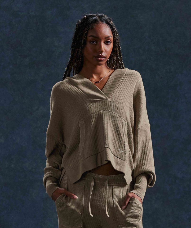 Gymshark Pause Knitwear Női Kapucnis Pulóver Szürke | HU-L-745