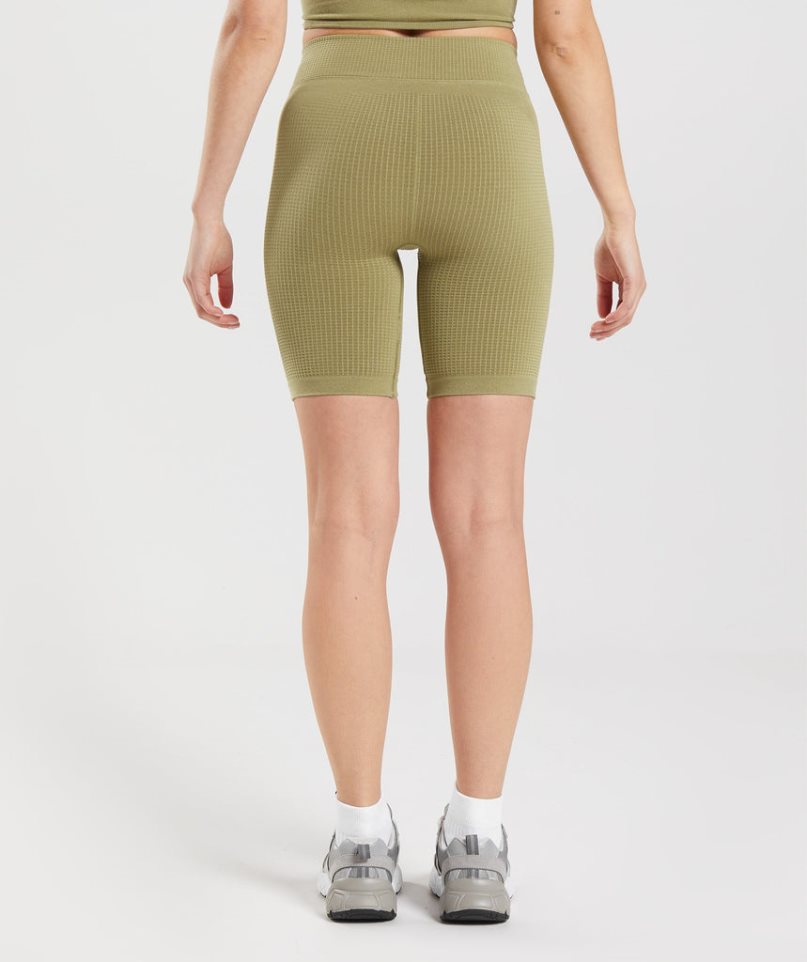 Gymshark Pause Seamless Cycling Női Rövidnadrág Olivazöld | HU-C-386