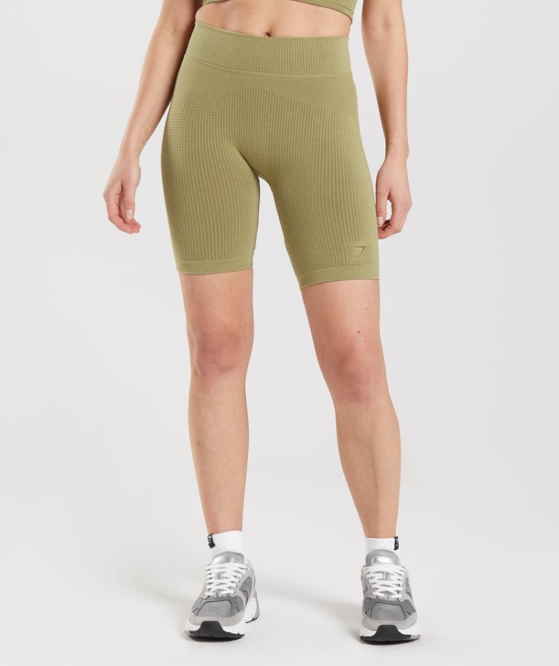 Gymshark Pause Seamless Cycling Női Rövidnadrág Olivazöld | HU-C-386