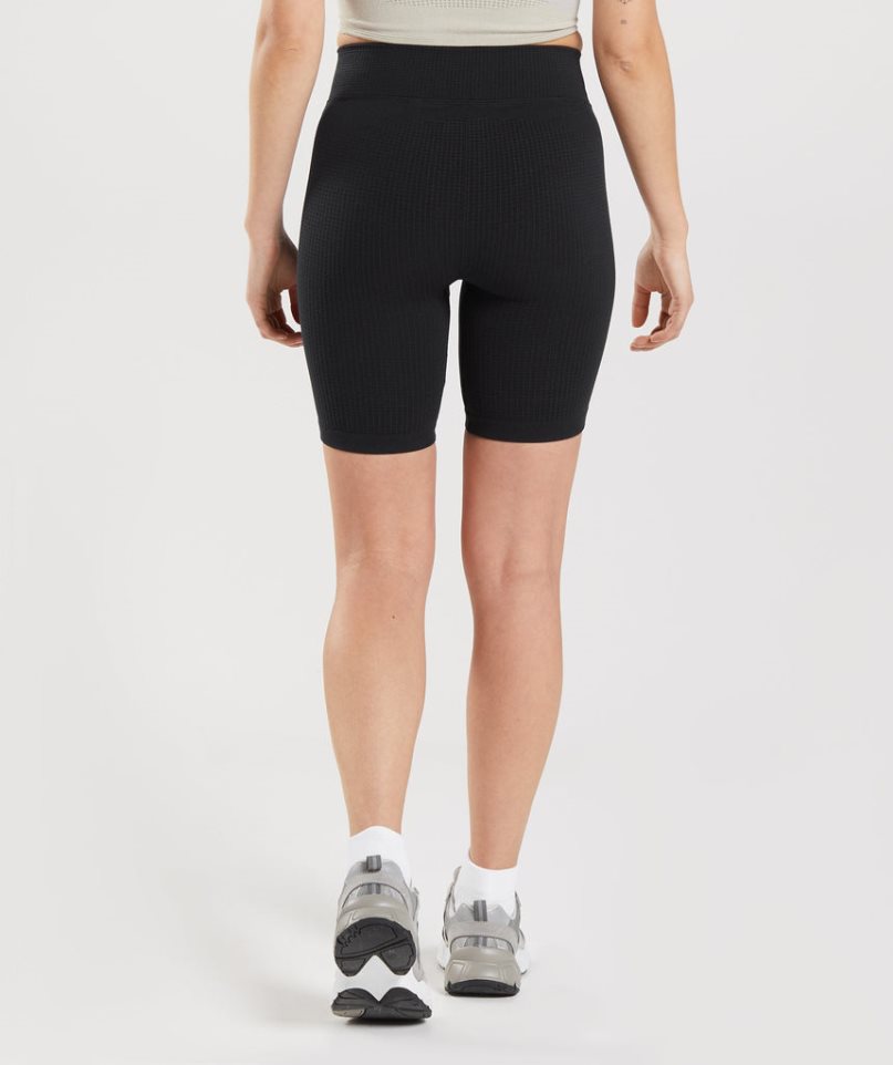 Gymshark Pause Seamless Cycling Női Rövidnadrág Fekete | HU-I-345