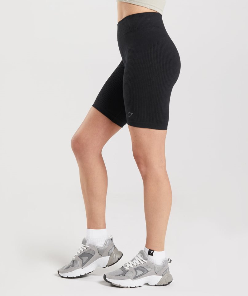 Gymshark Pause Seamless Cycling Női Rövidnadrág Fekete | HU-I-345