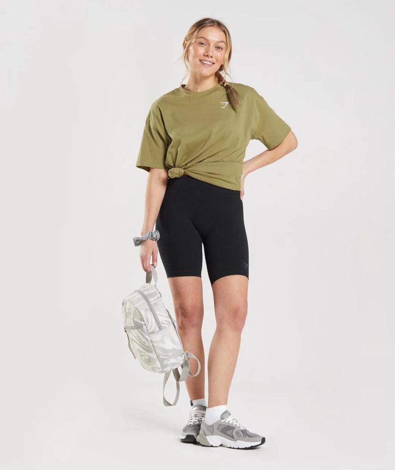 Gymshark Pause Seamless Cycling Női Rövidnadrág Fekete | HU-I-345