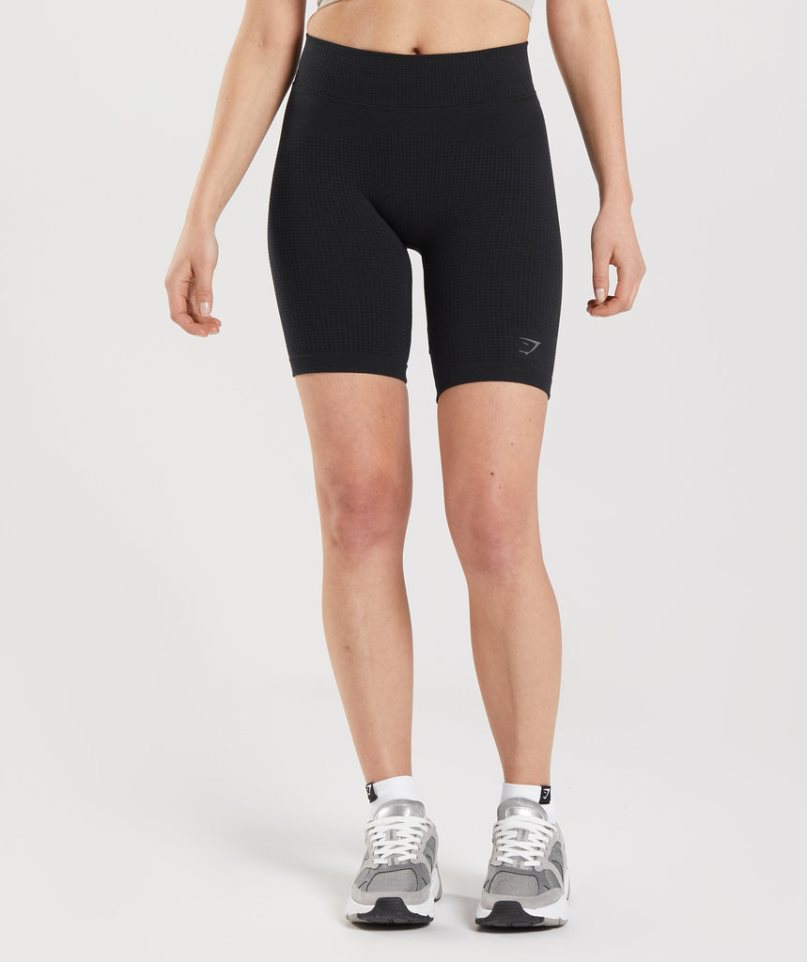 Gymshark Pause Seamless Cycling Női Rövidnadrág Fekete | HU-I-345