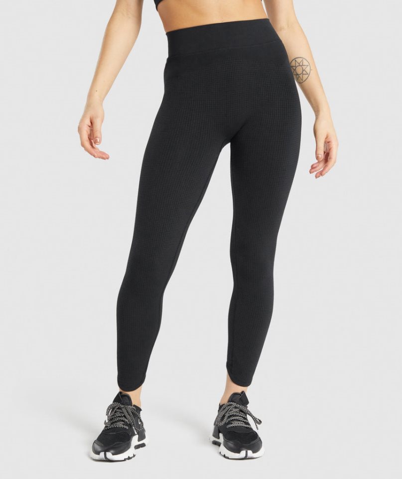 Gymshark Pause Seamless Női Leggings Fekete | HU-Q-361