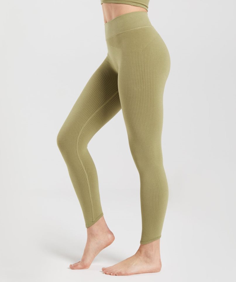 Gymshark Pause Seamless Női Leggings Olivazöld | HU-H-395