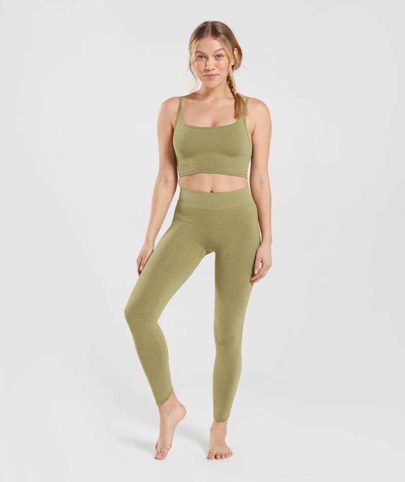 Gymshark Pause Seamless Női Leggings Olivazöld | HU-H-395
