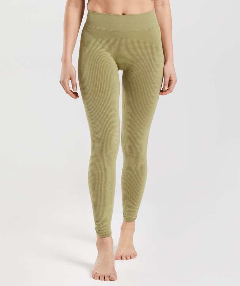 Gymshark Pause Seamless Női Leggings Olivazöld | HU-H-395
