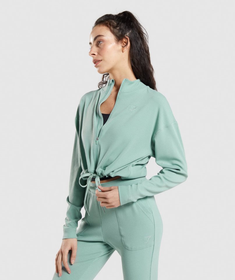 Gymshark Pause Zip Up Női Kabát Zöld | HU-X-947