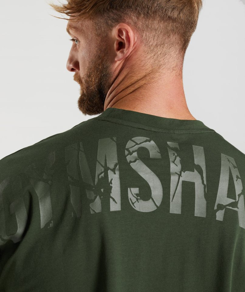 Gymshark Power Férfi Póló Olivazöld | HU-Y-286