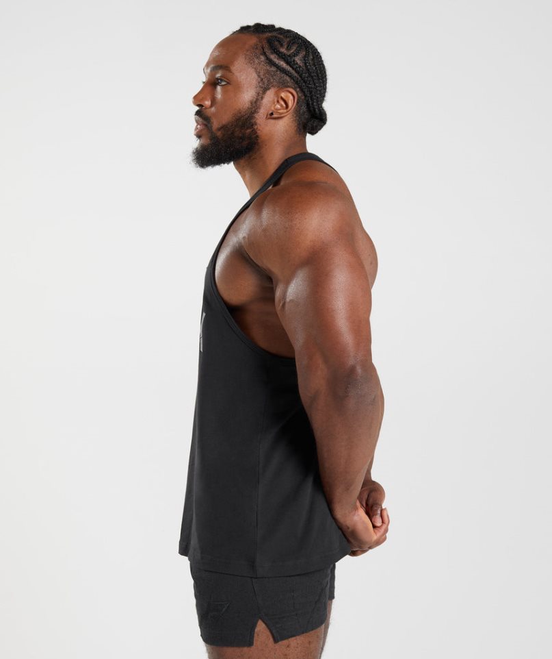 Gymshark Power Stringer Férfi Ujjatlan Póló Fekete | HU-A-732