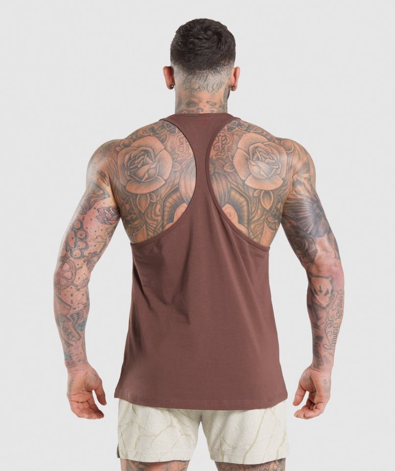Gymshark Power Stringer Férfi Ujjatlan Póló Barna | HU-G-285