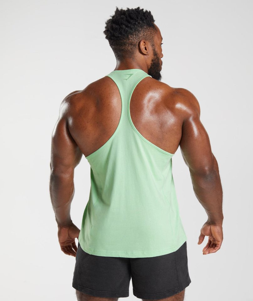 Gymshark Power Stringer Férfi Ujjatlan Póló Menta | HU-J-391