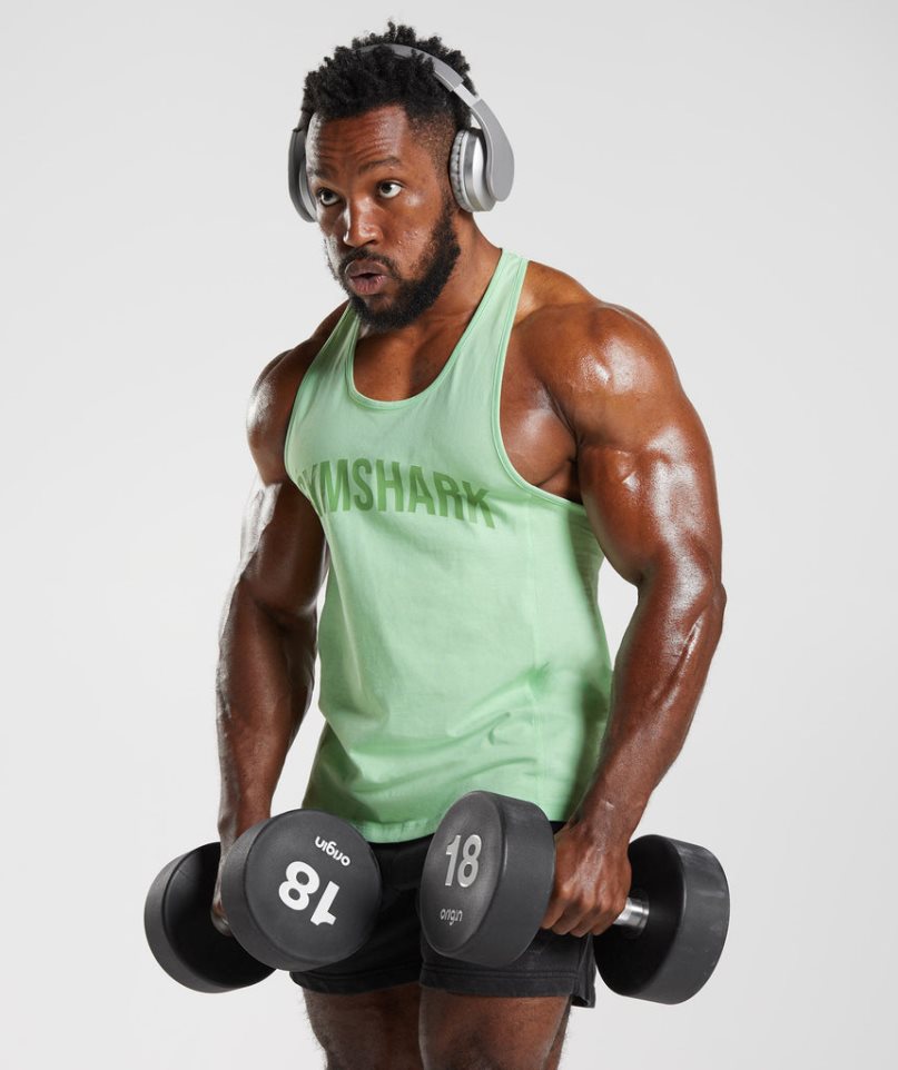Gymshark Power Stringer Férfi Ujjatlan Póló Menta | HU-J-391