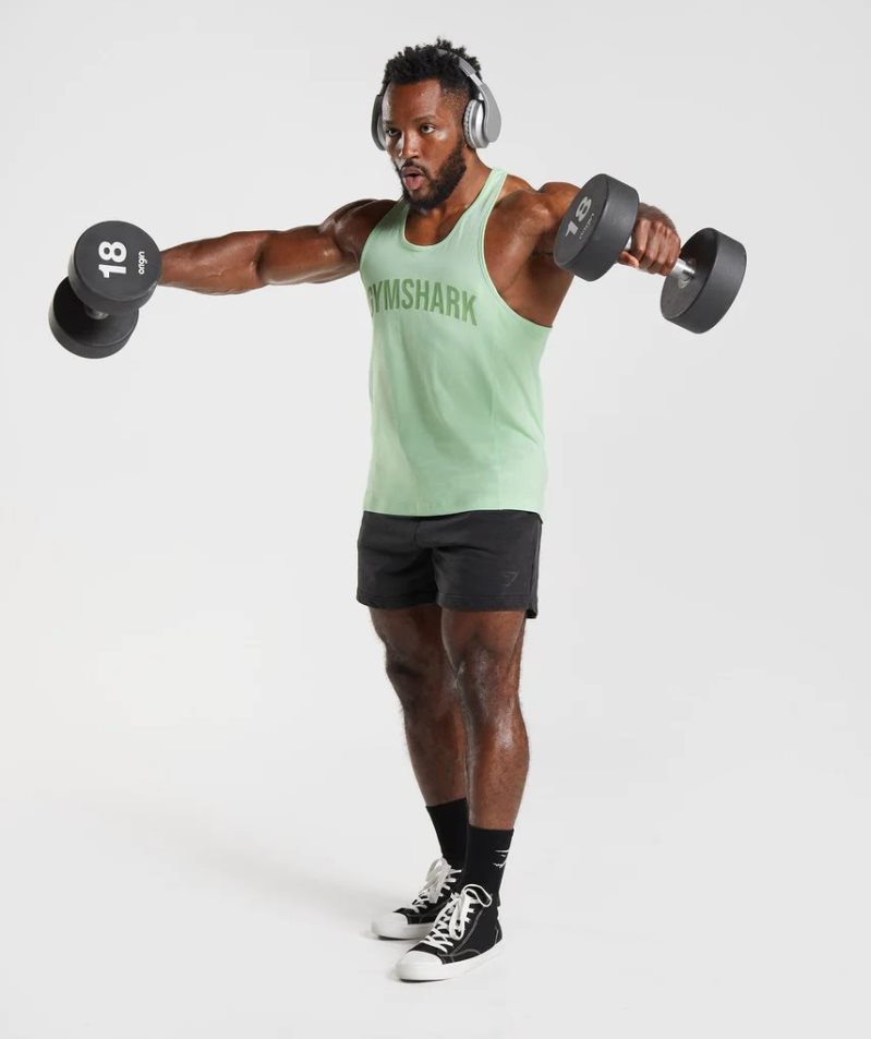 Gymshark Power Stringer Férfi Ujjatlan Póló Menta | HU-J-391