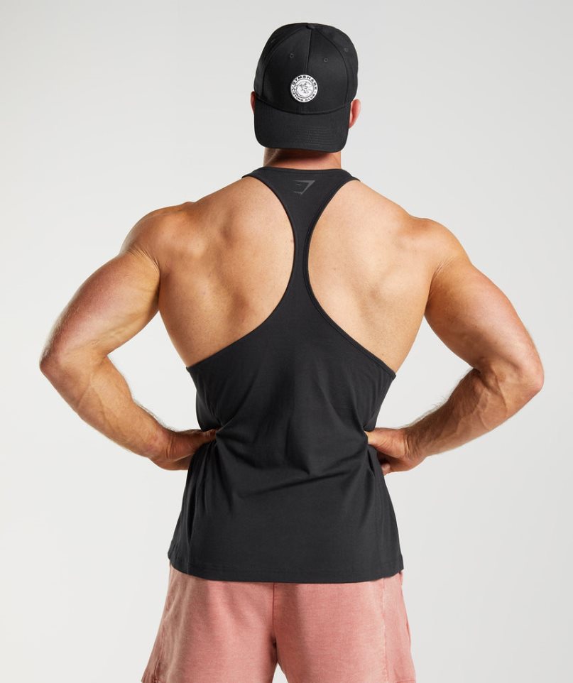 Gymshark Power Stringer Férfi Ujjatlan Póló Fekete | HU-U-402