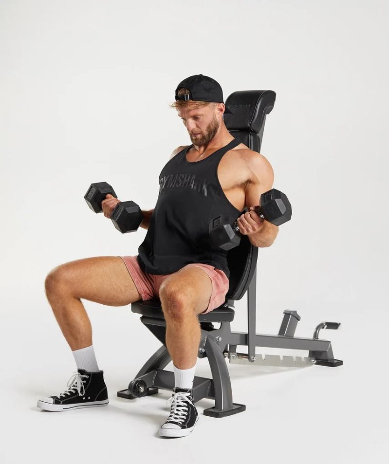 Gymshark Power Stringer Férfi Ujjatlan Póló Fekete | HU-U-402