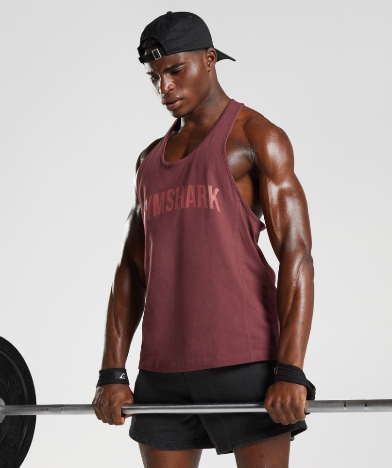 Gymshark Power Stringer Férfi Ujjatlan Póló Barna | HU-Y-289