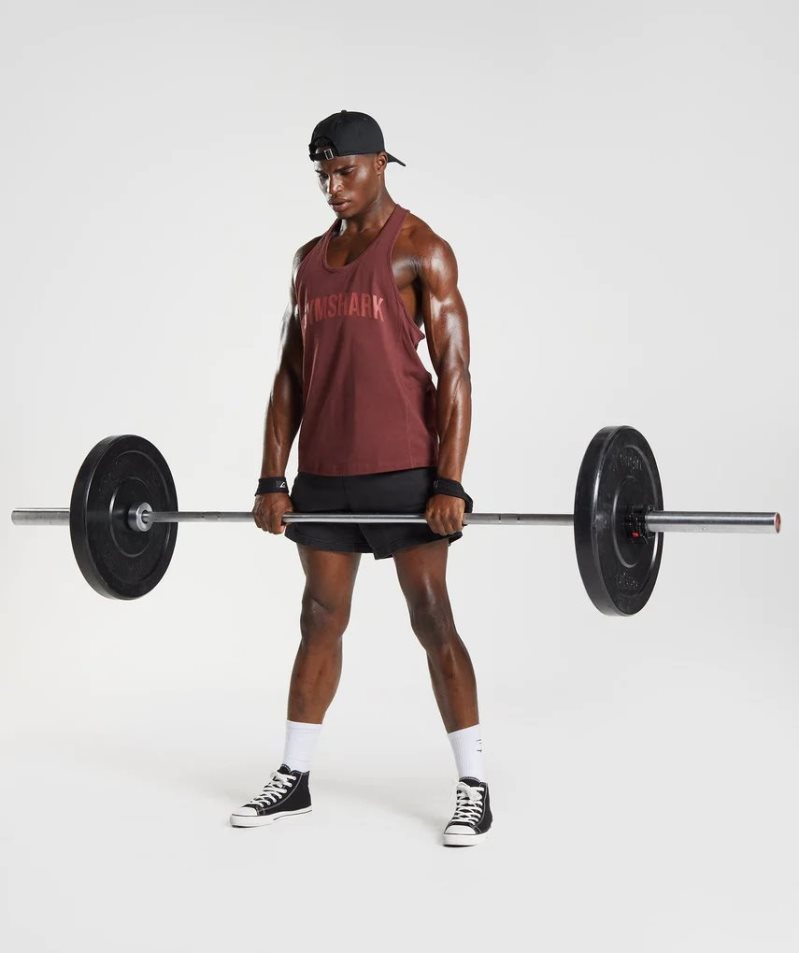 Gymshark Power Stringer Férfi Ujjatlan Póló Barna | HU-Y-289