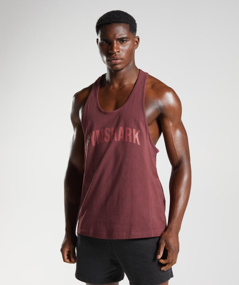 Gymshark Power Stringer Férfi Ujjatlan Póló Barna | HU-Y-289