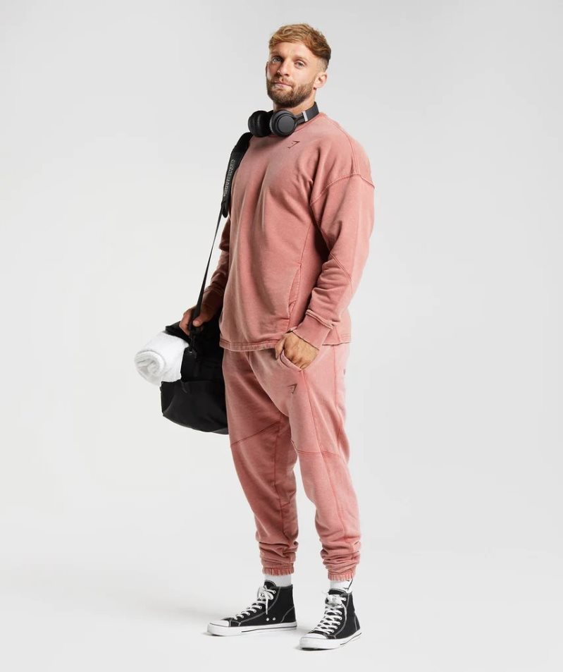 Gymshark Power Washed Crew Férfi Pulóverek Rózsaszín | HU-Y-690