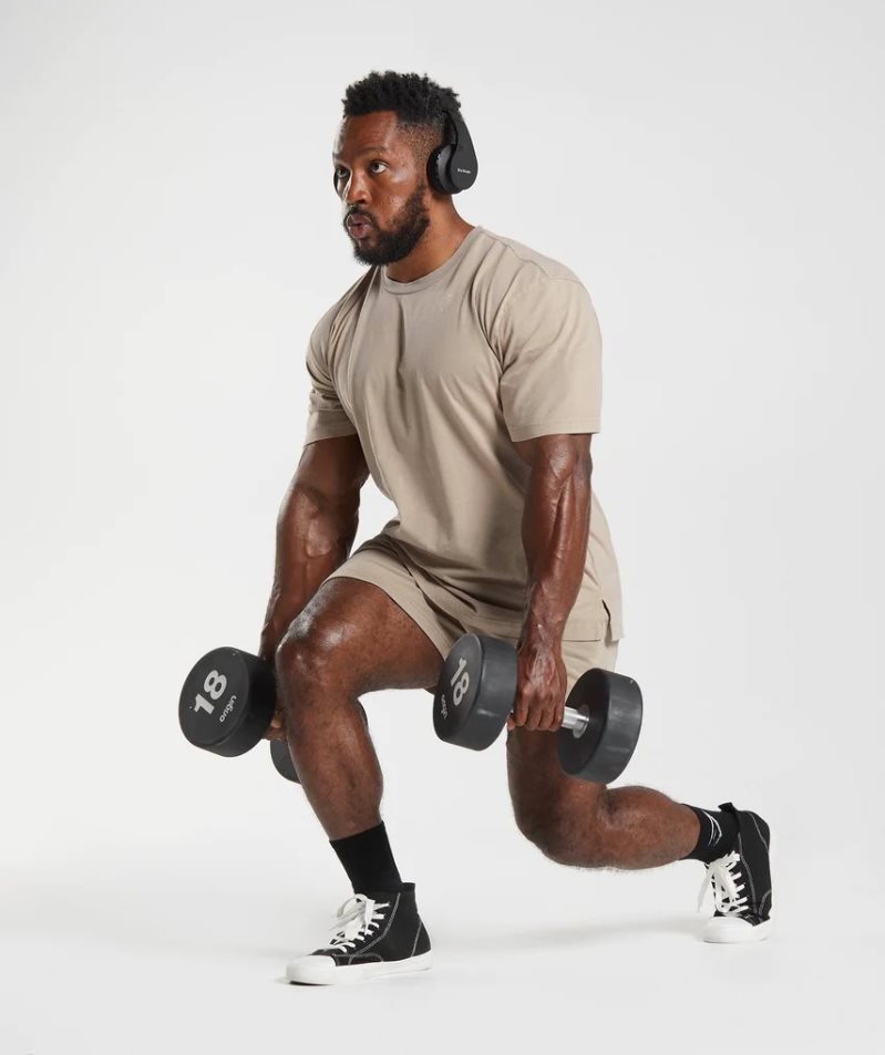 Gymshark Power Washed Férfi Póló Bézs | HU-R-107