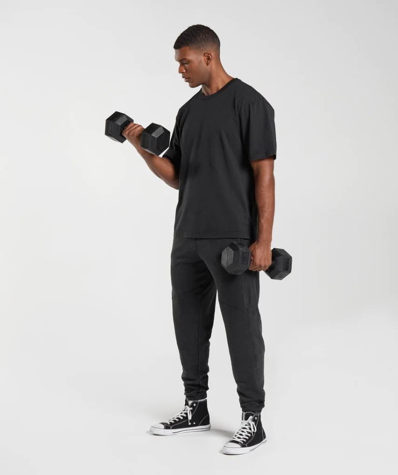 Gymshark Power Washed Férfi Póló Fekete | HU-P-350
