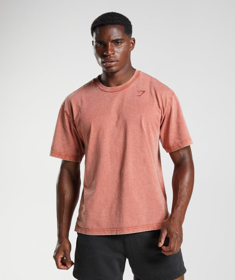 Gymshark Power Washed Férfi Póló Rózsaszín | HU-Z-597