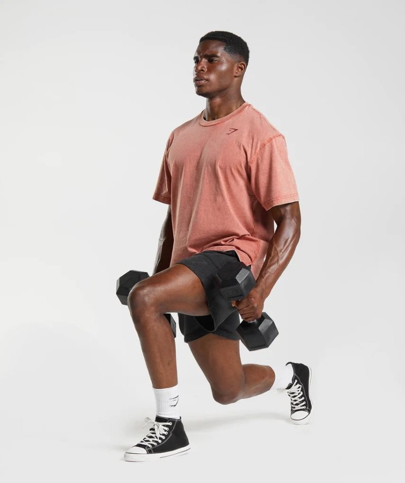 Gymshark Power Washed Férfi Póló Rózsaszín | HU-Z-597