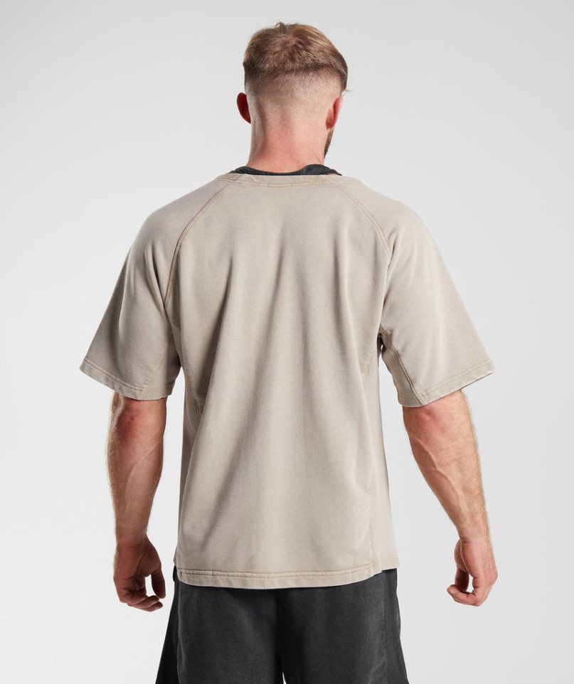 Gymshark Power Washed Rag Top Férfi Póló Bézs | HU-I-823