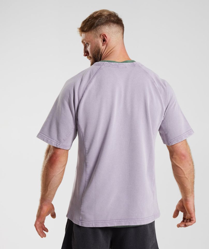 Gymshark Power Washed Rag Top Férfi Póló Lila | HU-Z-719