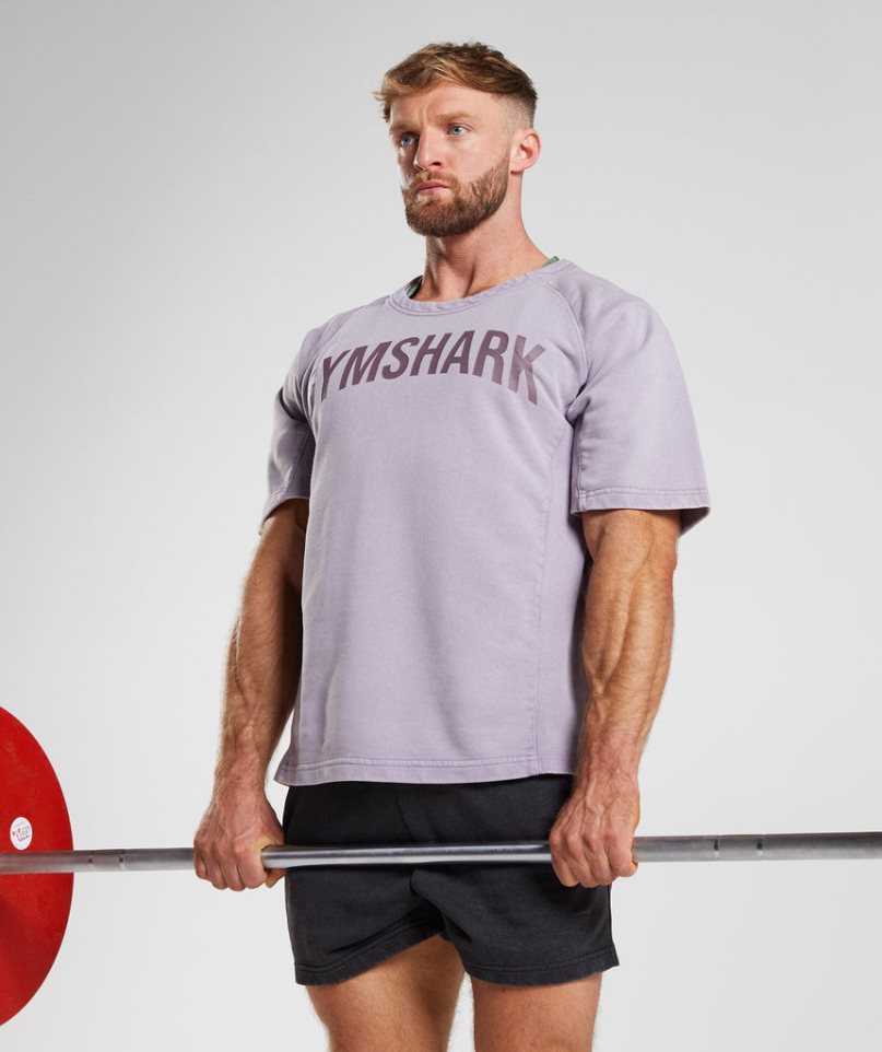 Gymshark Power Washed Rag Top Férfi Póló Lila | HU-Z-719